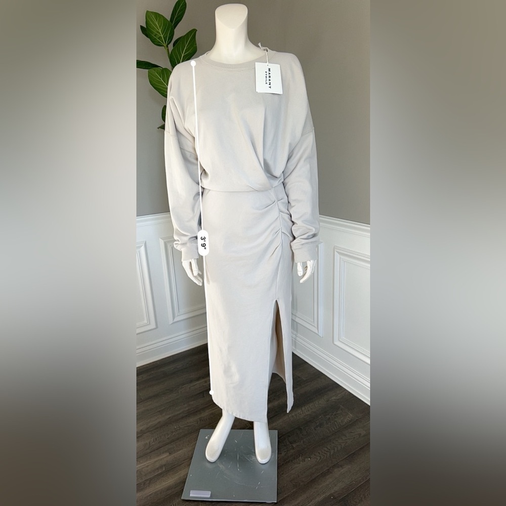 MARANT ÉTOILE Mafalda Salomon Long Sleeve Cotton Fleece Midi Dress 38 NWT 550$ - Picture 12 of 14